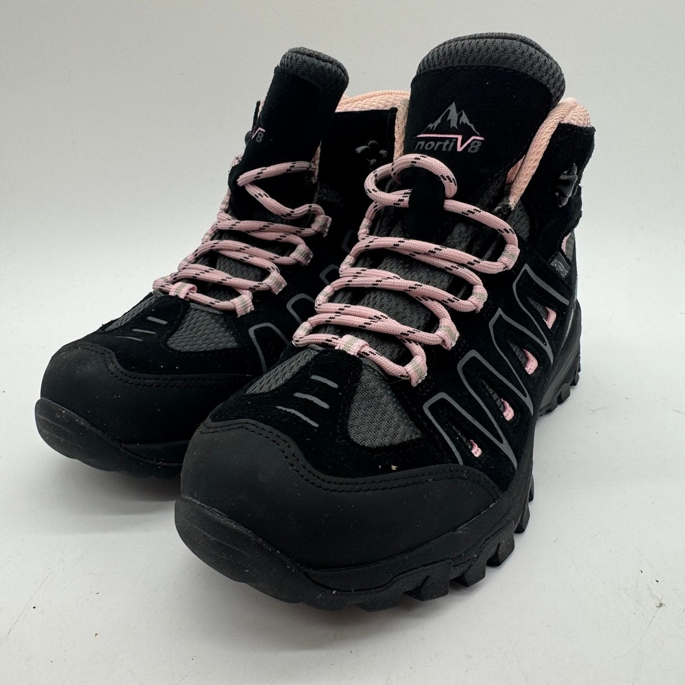 NORTIV 8 Seeker Hiking Boots Womens 7 Black Pink Waterproof Lace Up Trail Shoes